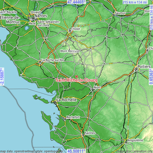 Topographic map of Saint-Michel-le-Cloucq