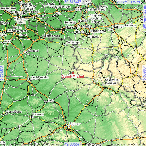 Topographic map of Saint-Michel