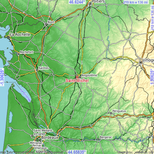 Topographic map of Saint-Michel