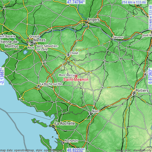 Topographic map of Saint-Mesmin