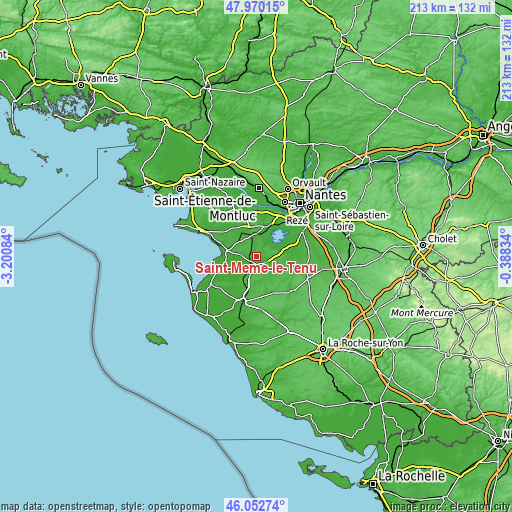 Topographic map of Saint-Même-le-Tenu