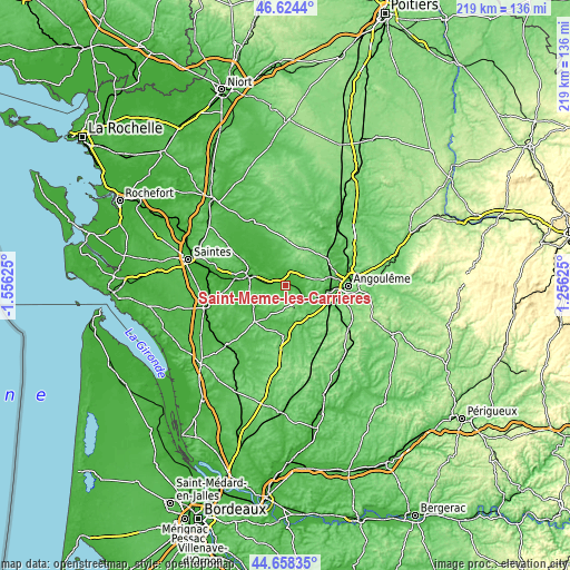 Topographic map of Saint-Même-les-Carrières