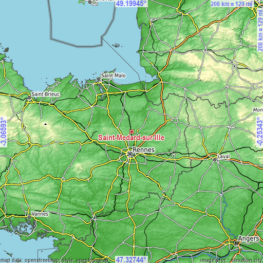 Topographic map of Saint-Médard-sur-Ille