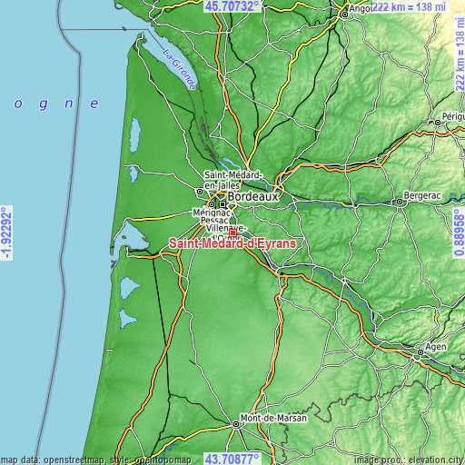 Topographic map of Saint-Médard-d’Eyrans