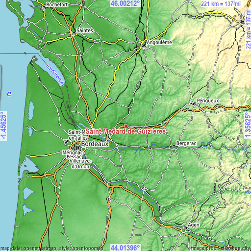 Topographic map of Saint-Médard-de-Guizières