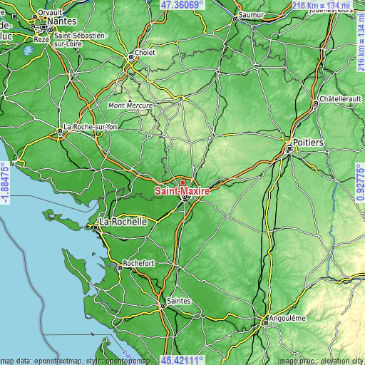 Topographic map of Saint-Maxire