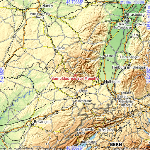 Topographic map of Saint-Maurice-sur-Moselle