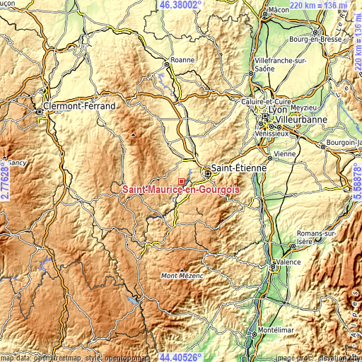 Topographic map of Saint-Maurice-en-Gourgois