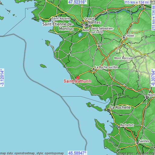 Topographic map of Saint-Mathurin