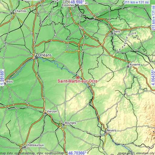 Topographic map of Saint-Martin-sur-Ocre