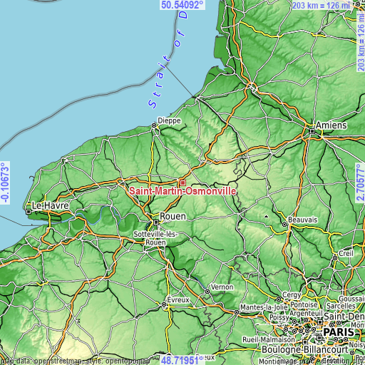 Topographic map of Saint-Martin-Osmonville