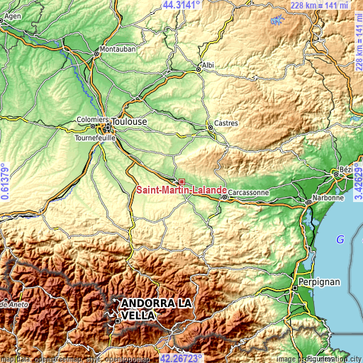 Topographic map of Saint-Martin-Lalande
