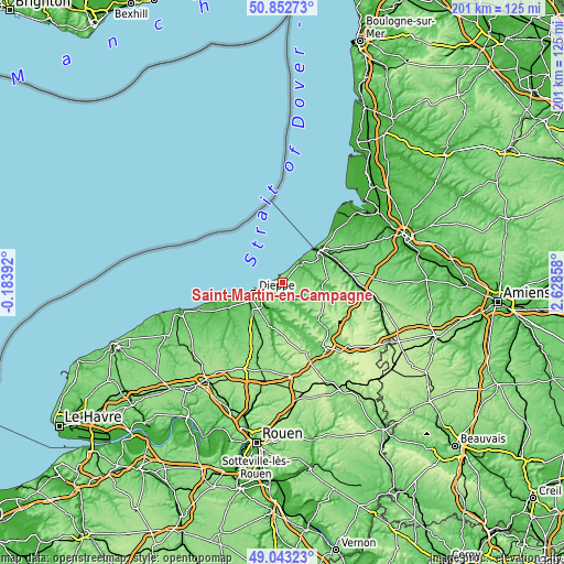 Topographic map of Saint-Martin-en-Campagne