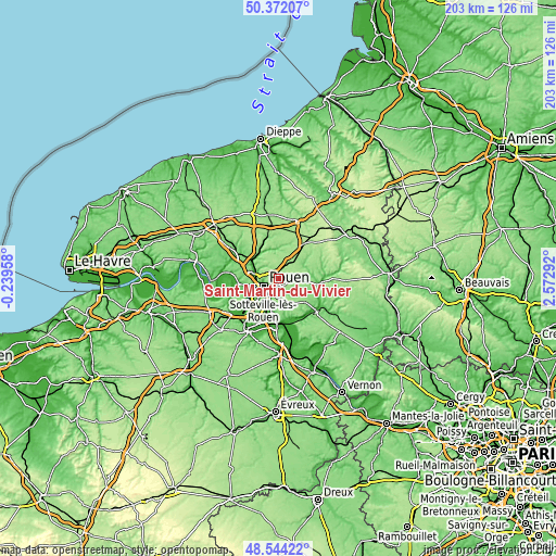 Topographic map of Saint-Martin-du-Vivier
