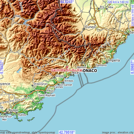 Topographic map of Saint-Martin-du-Var