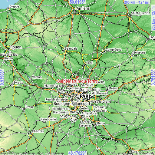 Topographic map of Saint-Martin-du-Tertre