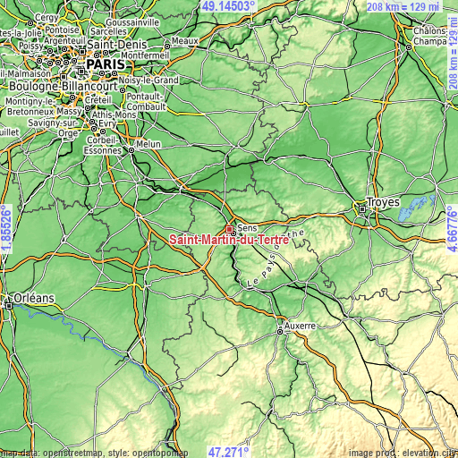 Topographic map of Saint-Martin-du-Tertre