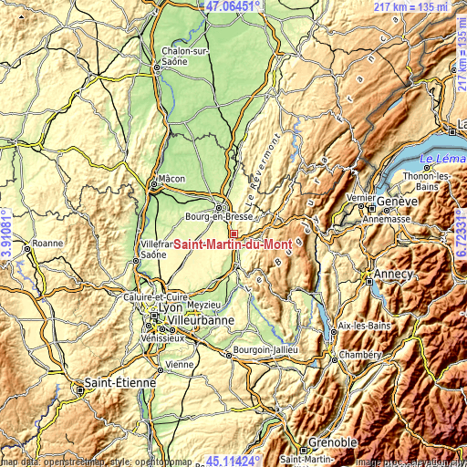 Topographic map of Saint-Martin-du-Mont