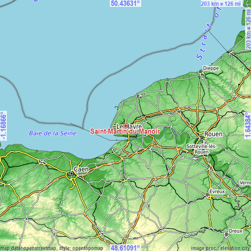 Topographic map of Saint-Martin-du-Manoir