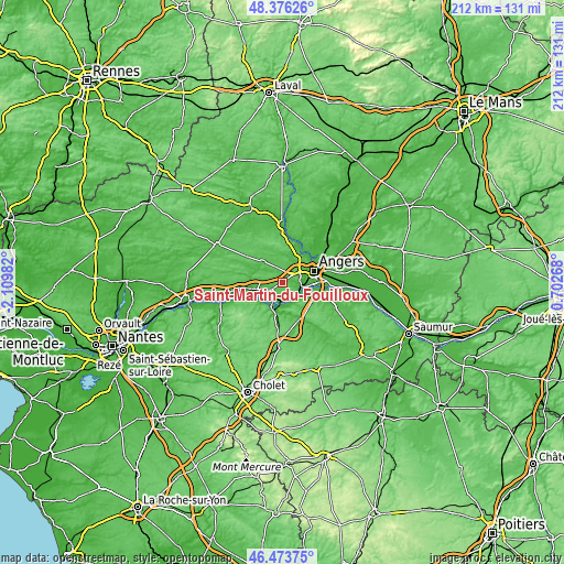 Topographic map of Saint-Martin-du-Fouilloux