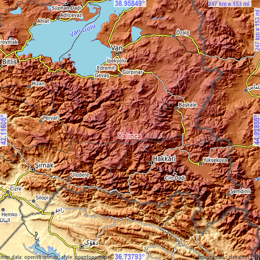 Topographic map of Yalınca
