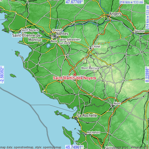 Topographic map of Saint-Martin-des-Noyers