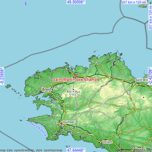 Topographic map of Saint-Martin-des-Champs