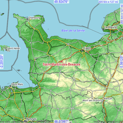 Topographic map of Saint-Martin-des-Besaces