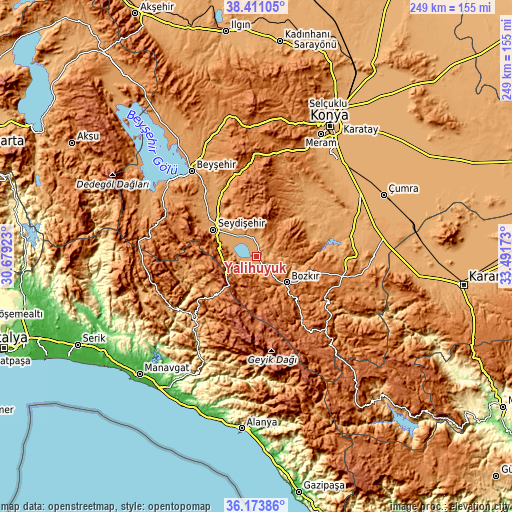 Topographic map of Yalıhüyük