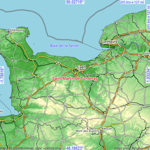 Topographic map of Saint-Martin-de-Fontenay