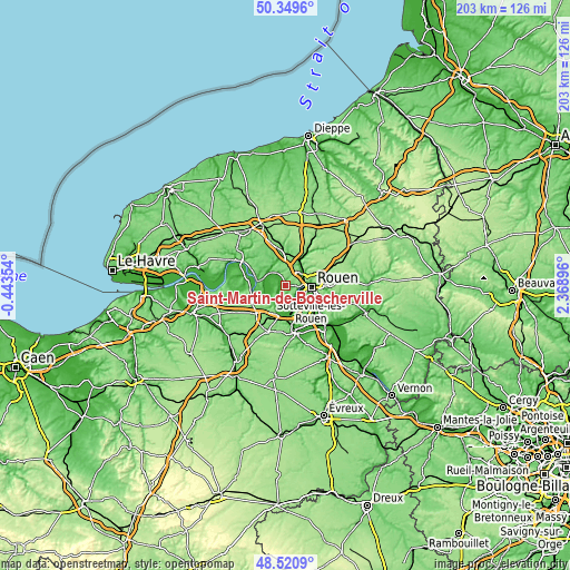 Topographic map of Saint-Martin-de-Boscherville