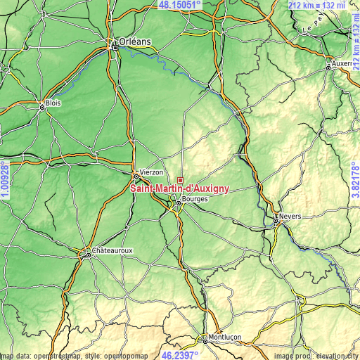 Topographic map of Saint-Martin-d’Auxigny
