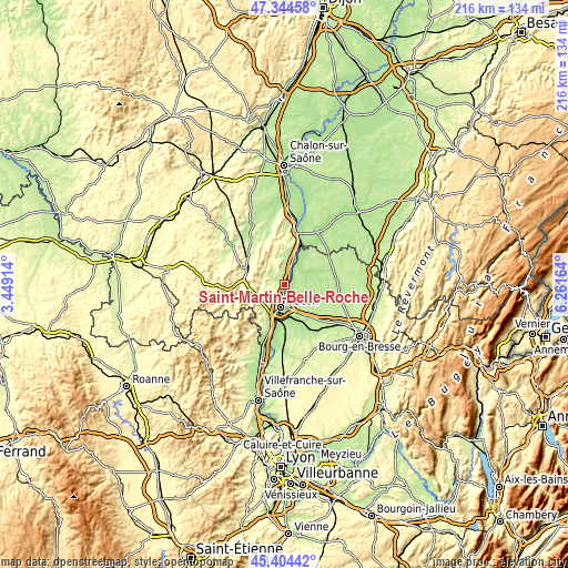 Topographic map of Saint-Martin-Belle-Roche