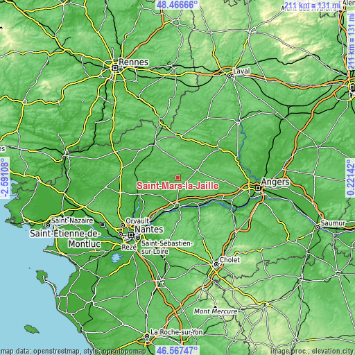 Topographic map of Saint-Mars-la-Jaille