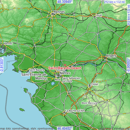 Topographic map of Saint-Mars-du-Désert