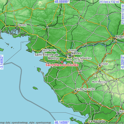 Topographic map of Saint-Mars-de-Coutais