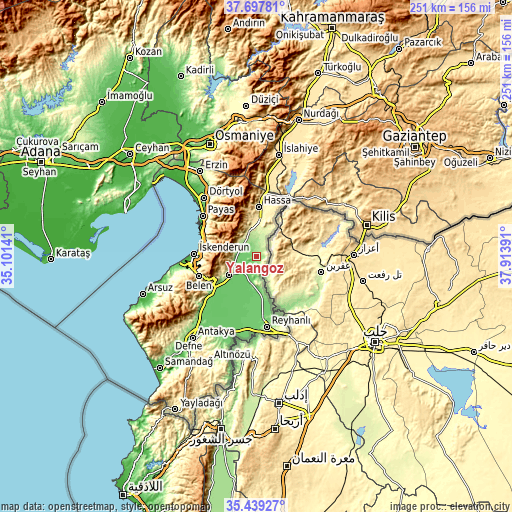 Topographic map of Yalangöz