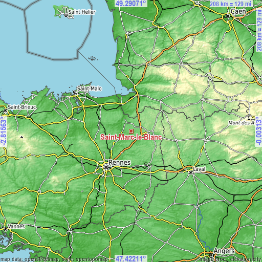 Topographic map of Saint-Marc-le-Blanc