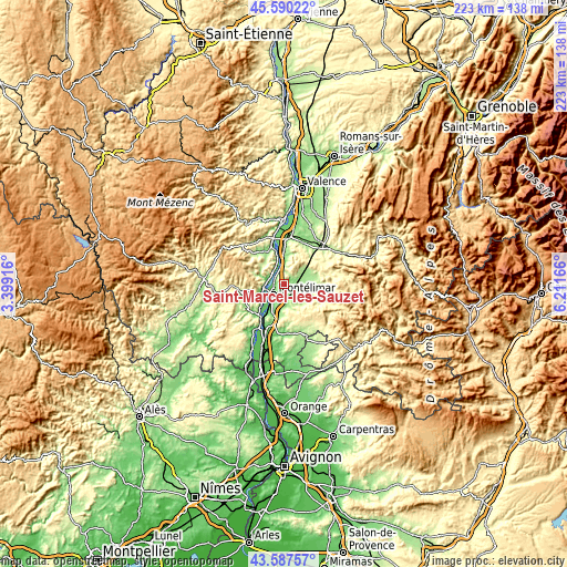 Topographic map of Saint-Marcel-lès-Sauzet