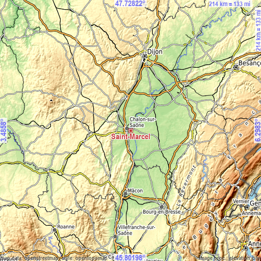 Topographic map of Saint-Marcel