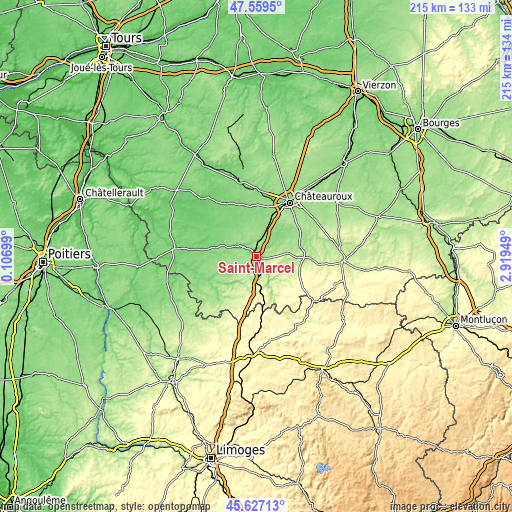 Topographic map of Saint-Marcel