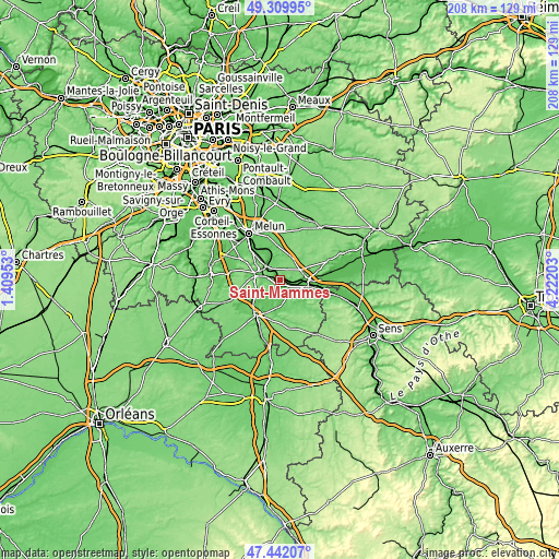 Topographic map of Saint-Mammès