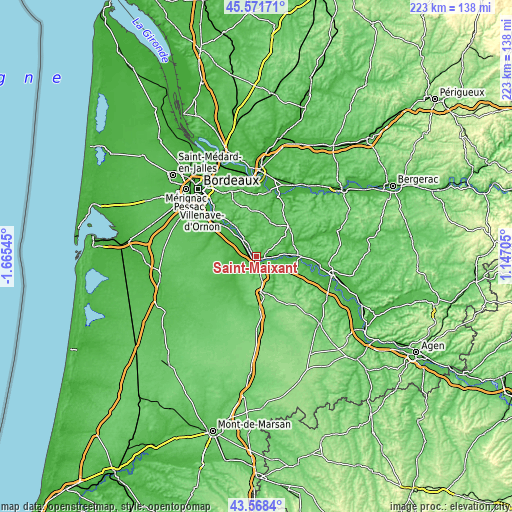 Topographic map of Saint-Maixant