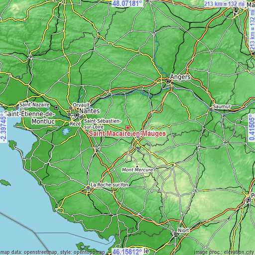 Topographic map of Saint-Macaire-en-Mauges