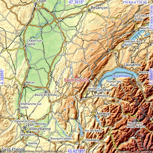 Topographic map of Saint-Lupicin