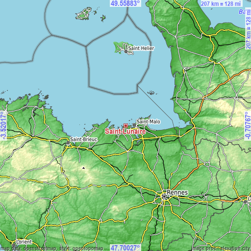 Topographic map of Saint-Lunaire