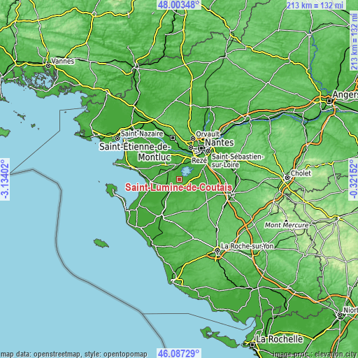 Topographic map of Saint-Lumine-de-Coutais