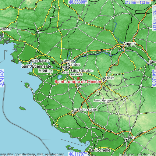 Topographic map of Saint-Lumine-de-Clisson