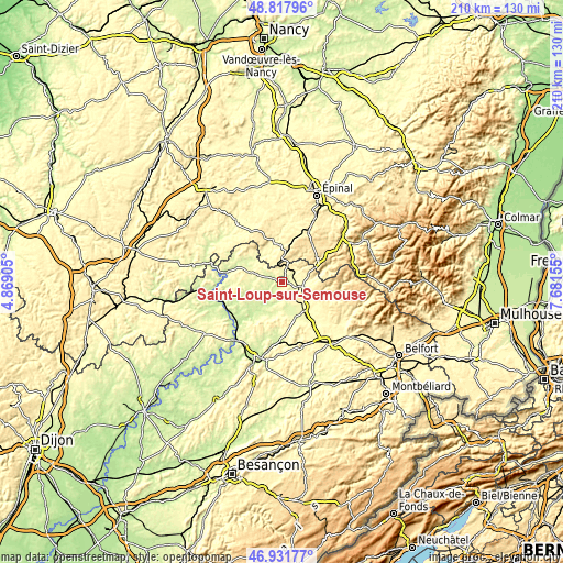 Topographic map of Saint-Loup-sur-Semouse