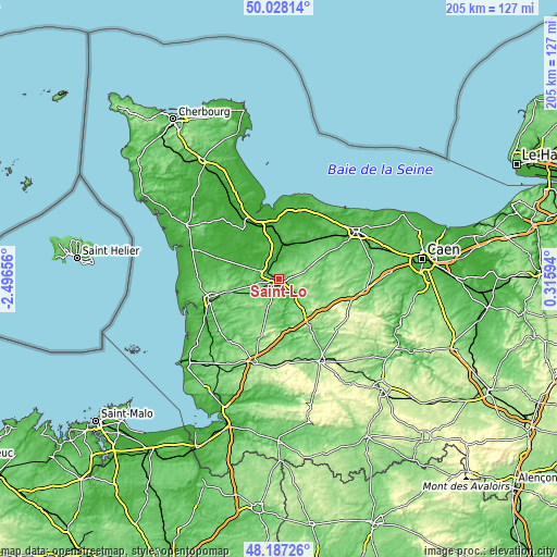 Topographic map of Saint-Lô